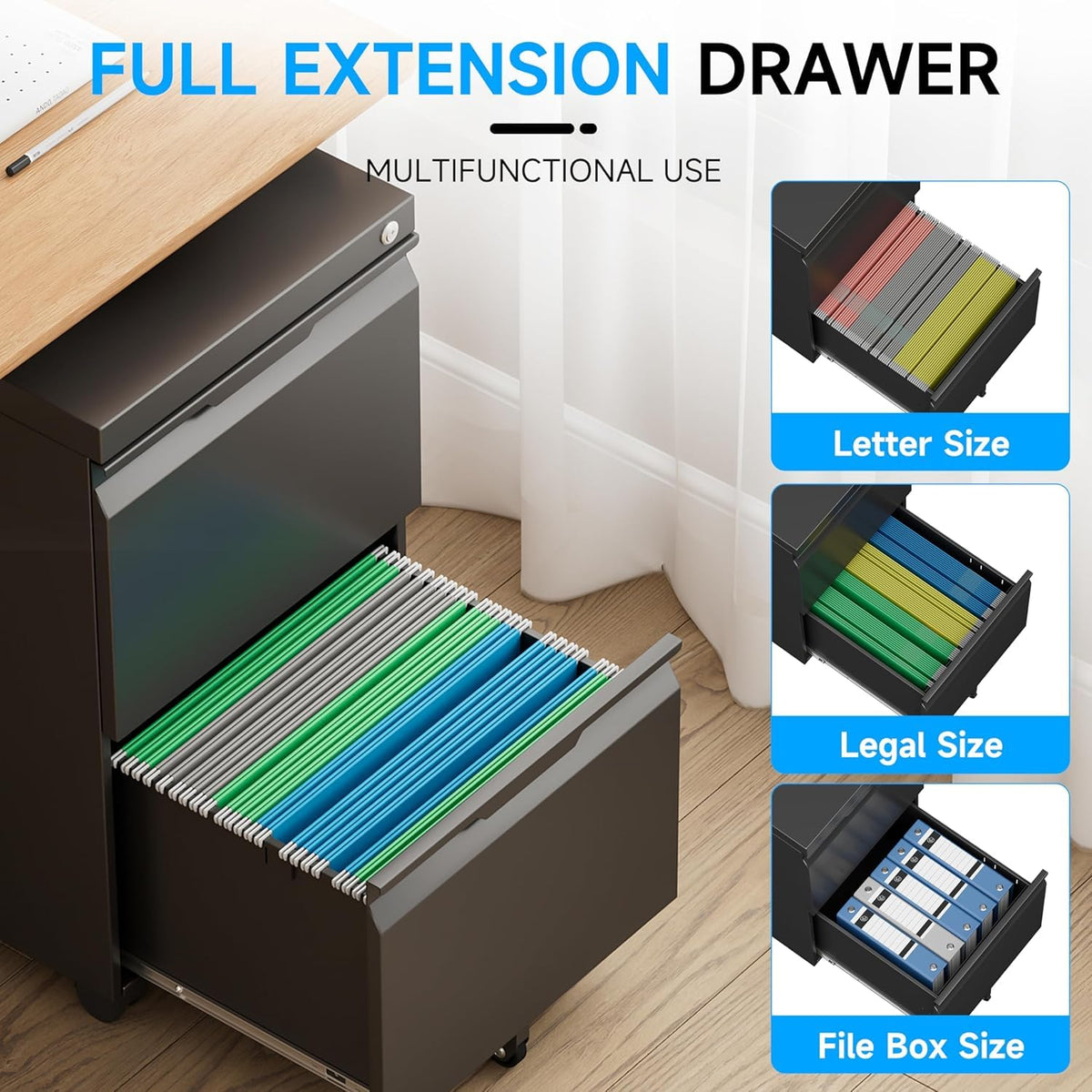 2 Drawer Mobile File Cabinet with Lock T76340