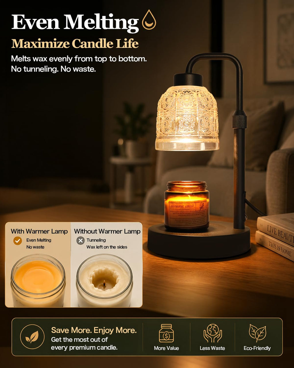 Candle Warmer Lamp with Timer, Gold E519