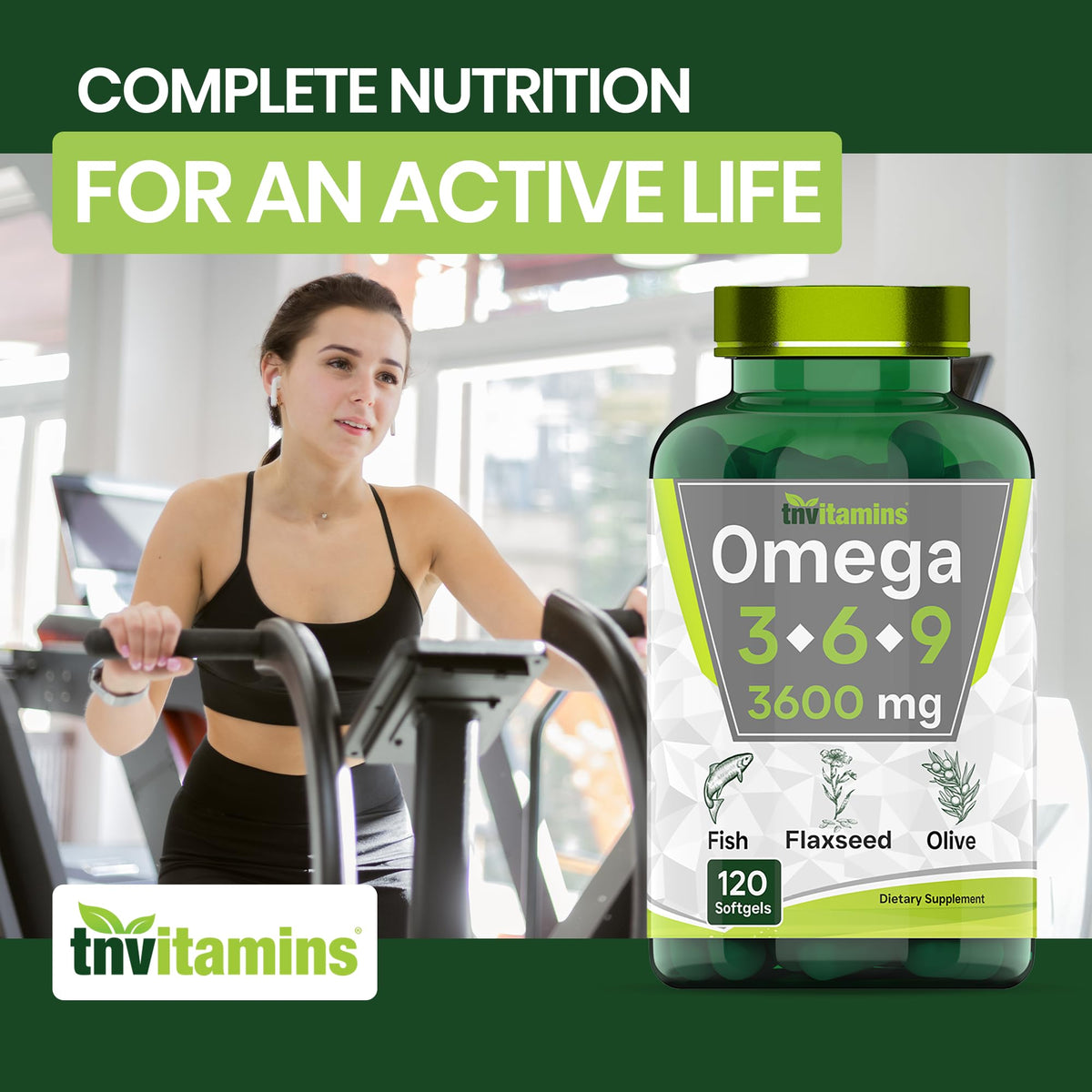 3600mg Omega 3 6 9 Softgels Fish Oil Flaxseed Olive Oil Z999996