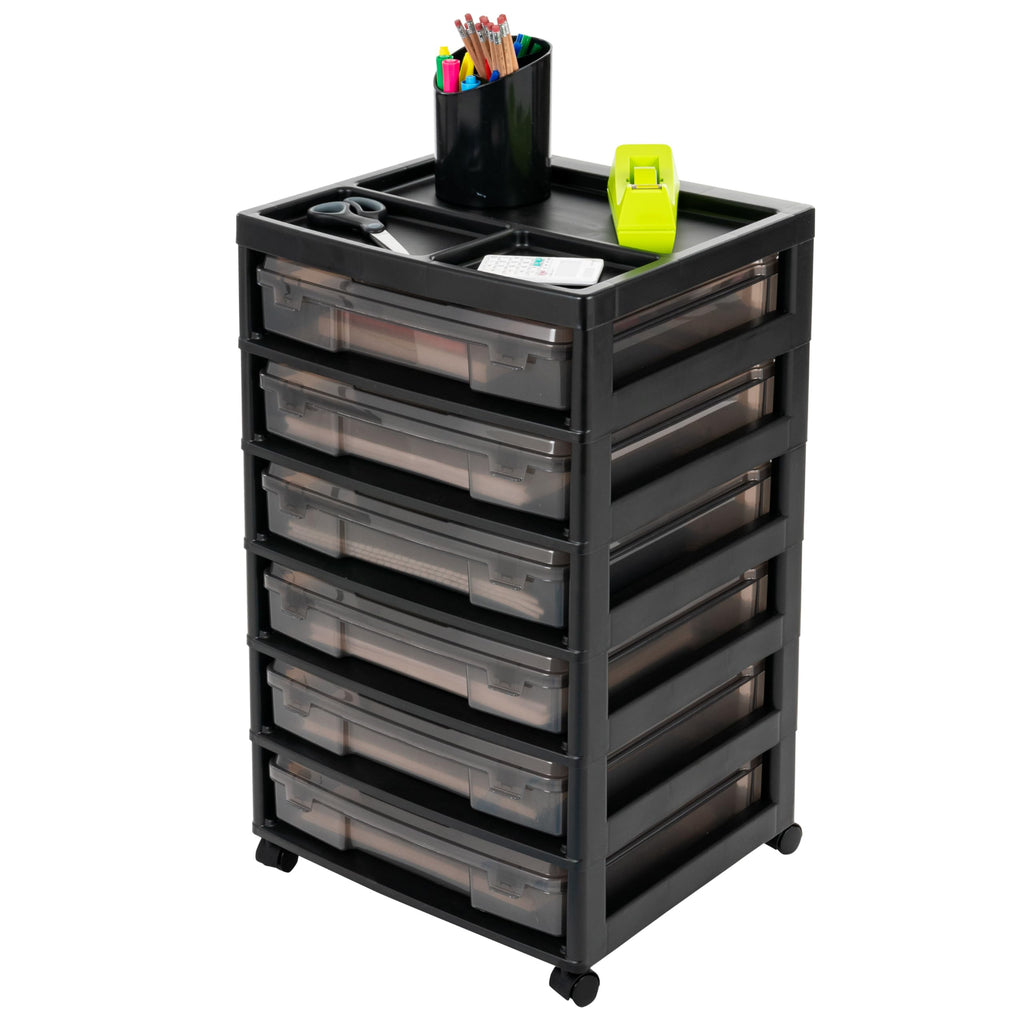 Rolling Cart with Drawers 6-Tier Black/Gray D58296