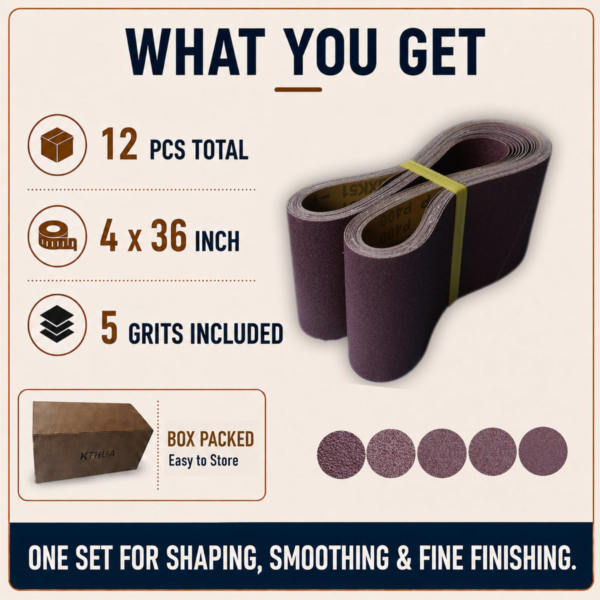 4x36 Aluminum Oxide Sanding Belts, 12 Pack M9541
