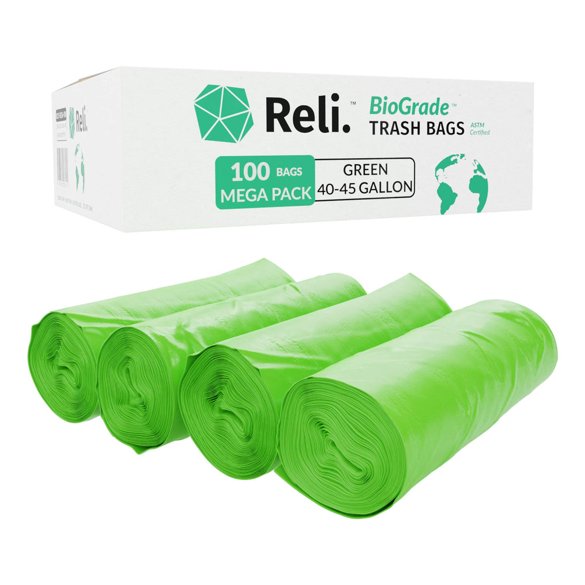Biodegradable 40-45 Gallon Trash Bags 100 Count M16391