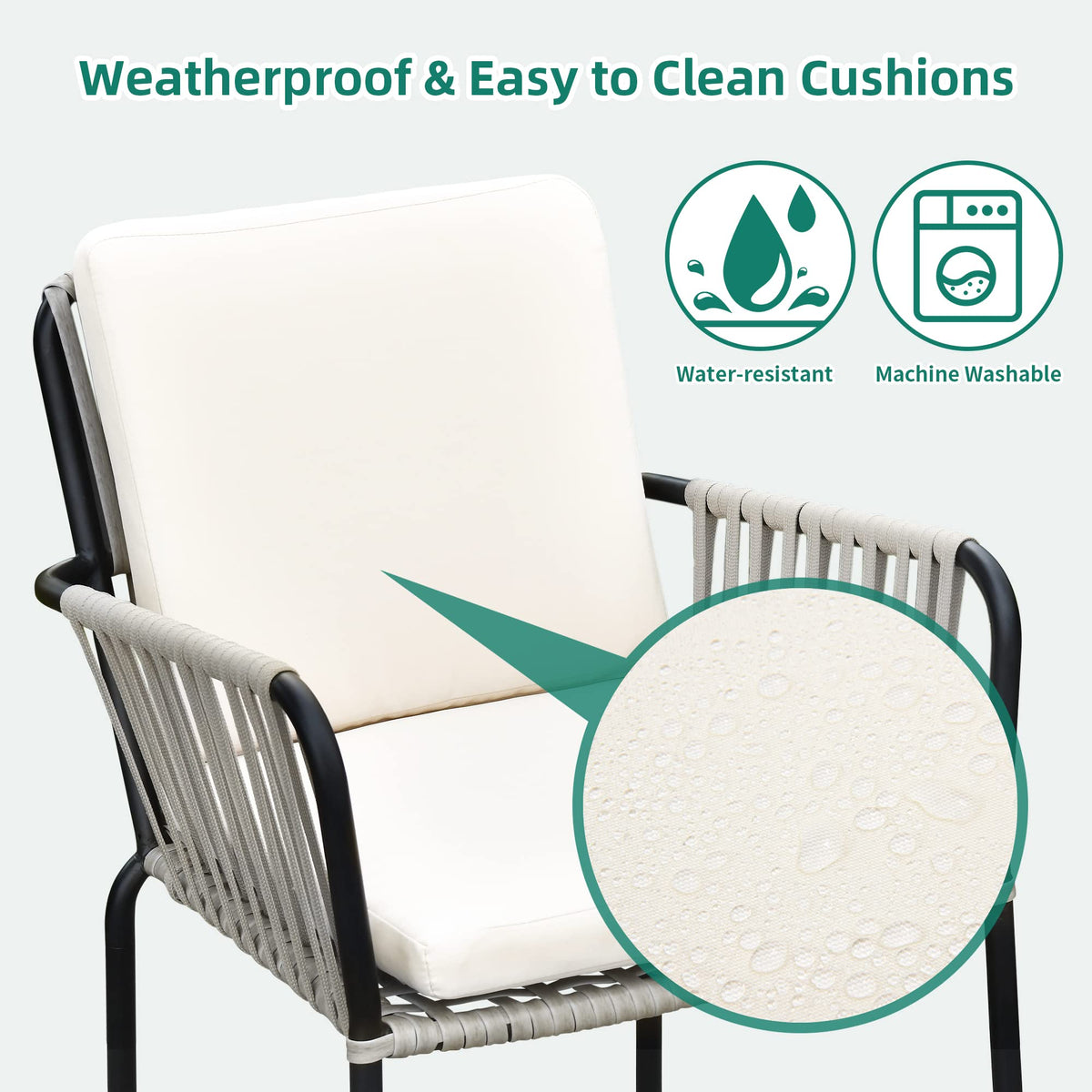 Grey Wicker Outdoor Dining Chairs Set of 4 Q6755
