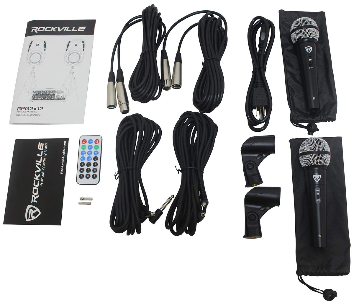 12" Passive PA Speaker System with Metal Wired Mics and Stands X13626