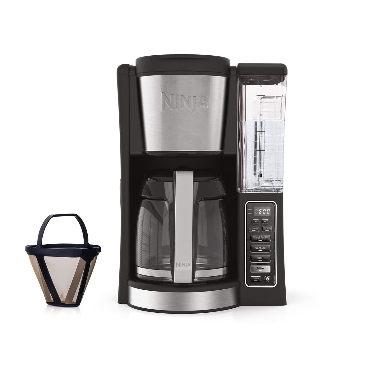 12-Cup Programmable Coffee Maker with 60 oz. Water Reservoir, Black/Stainless Steel D43946