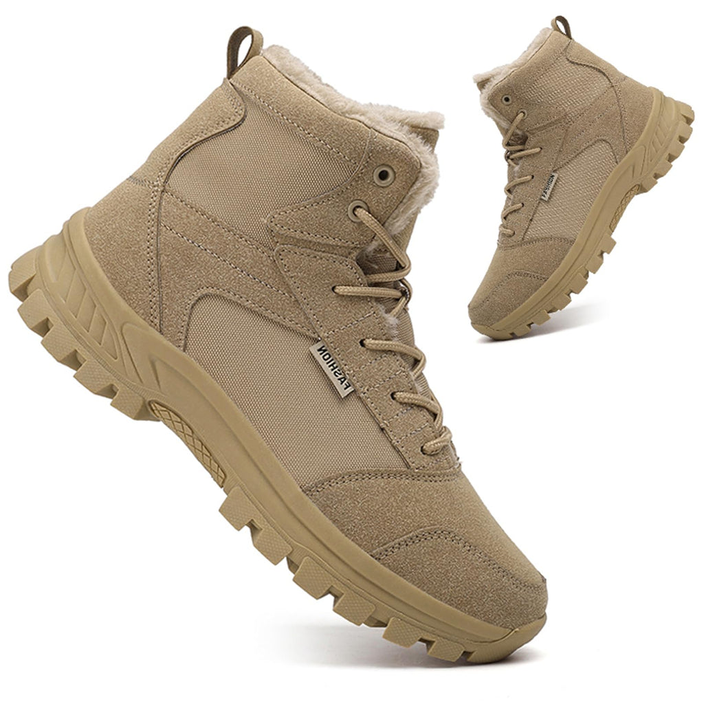Mid Top Fur Lined Suede Leather Waterproof Military Tactical Boots Z5848