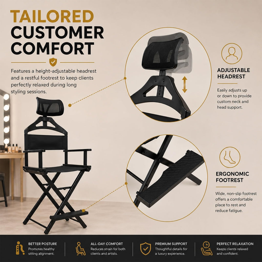 Extra Tall Height Adjustable Folding Makeup Artist Chair V572
