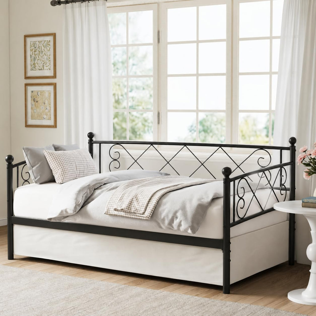 Twin Daybed with Trundle and Heart-Shaped Headboard W4646