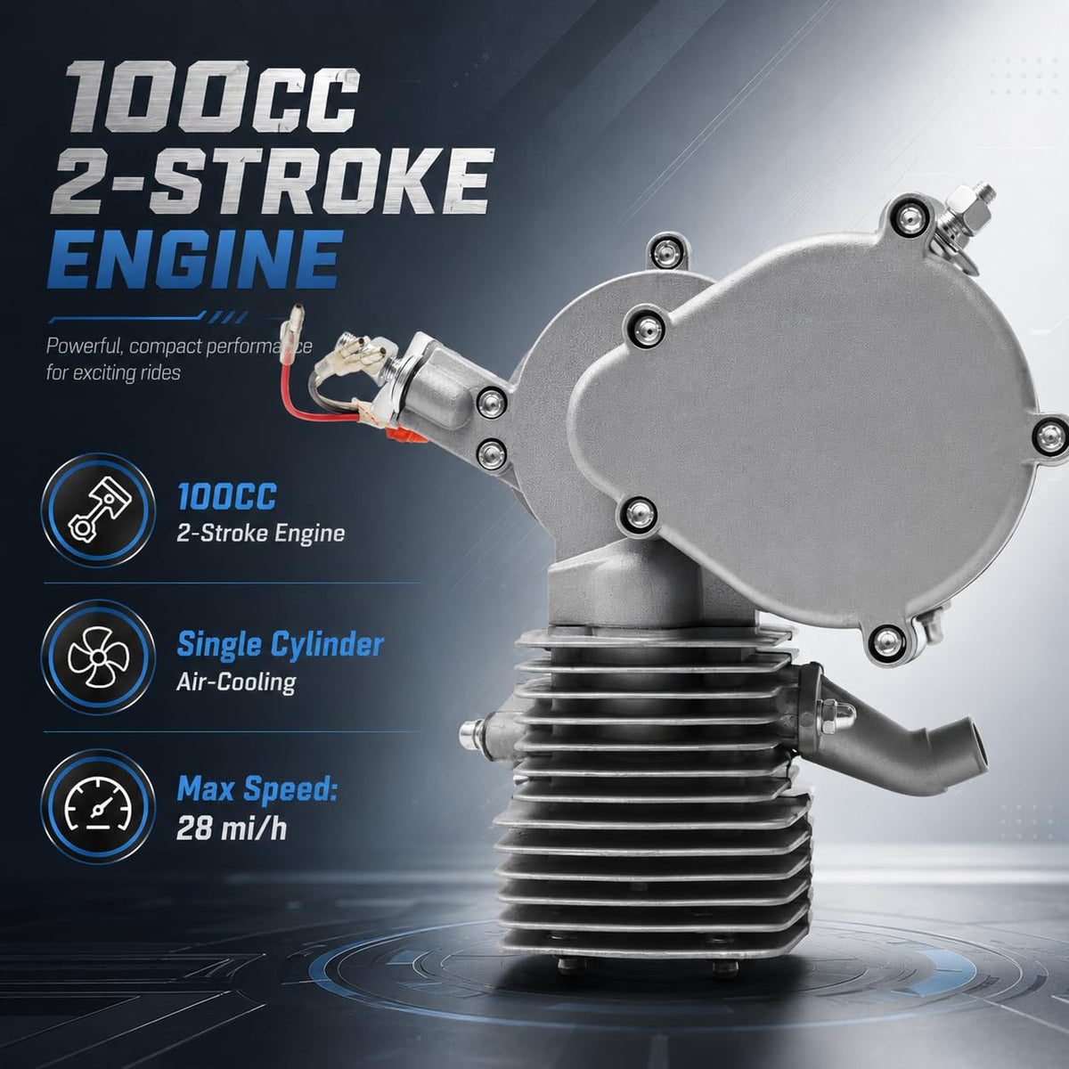 2-Stroke 100cc Gas Bicycle Engine Kit with 44 Tooth Sprocket U89422