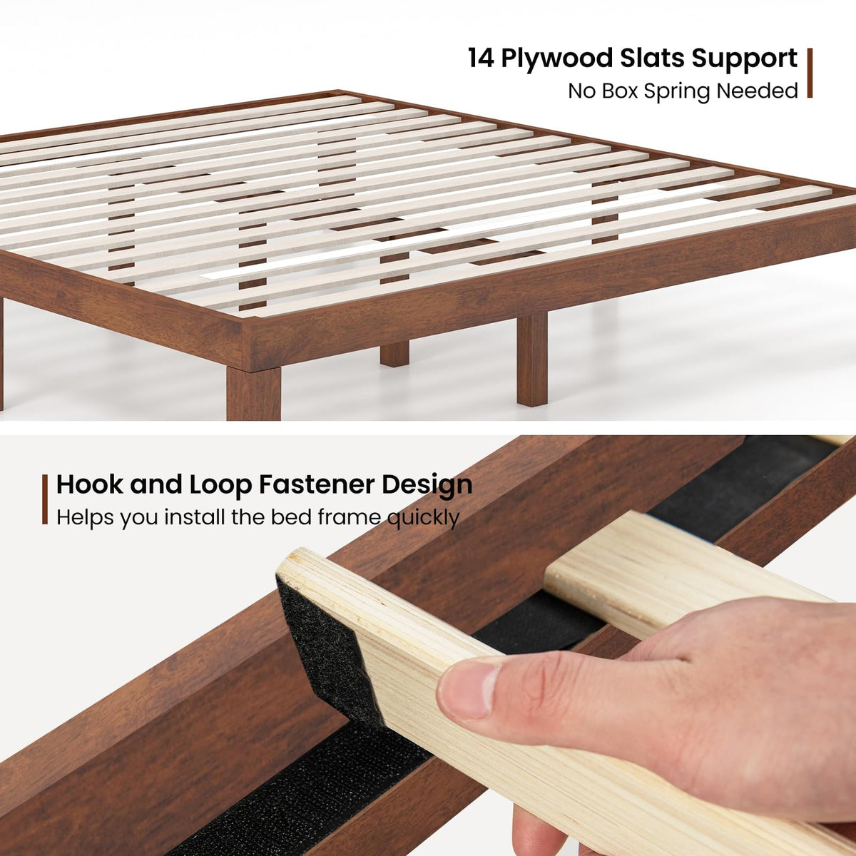 14 Inches Wood Platform Bed Frame King Size N633607