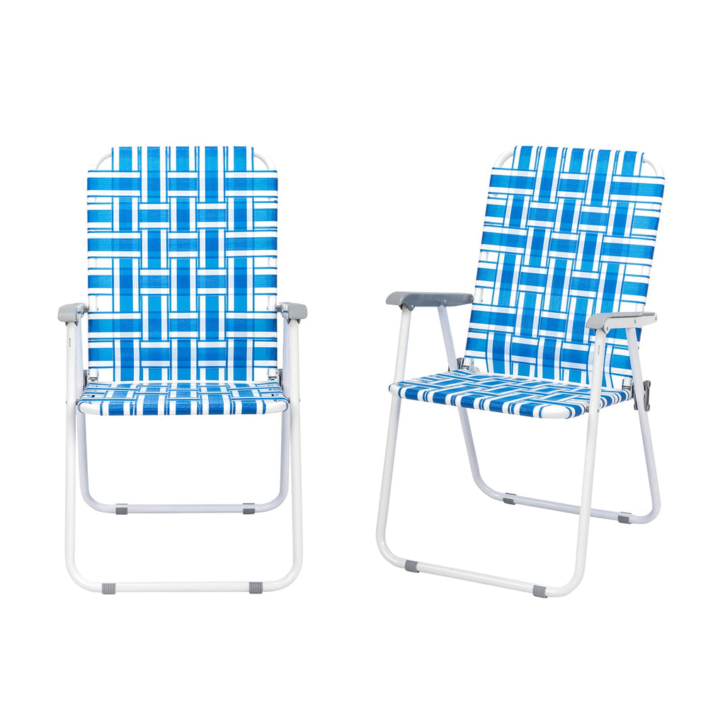 Set of 2 Blue & White Webbed Folding Chairs B205