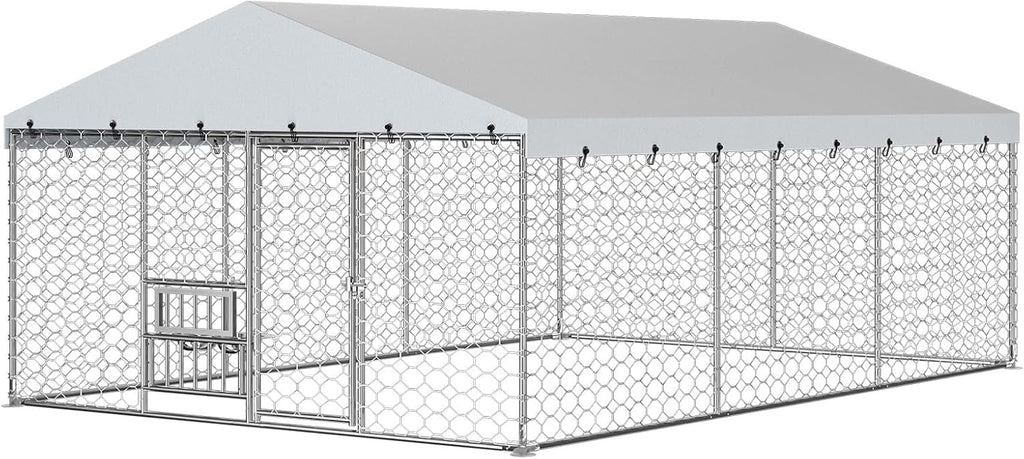 10x15FT Galvanized Outdoor Dog Kennel Y3483