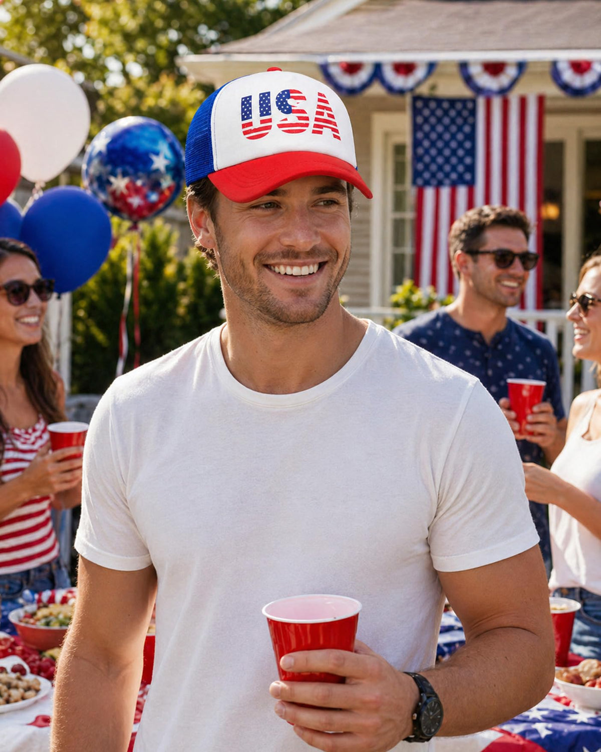 American Flag Trucker Hat D950566