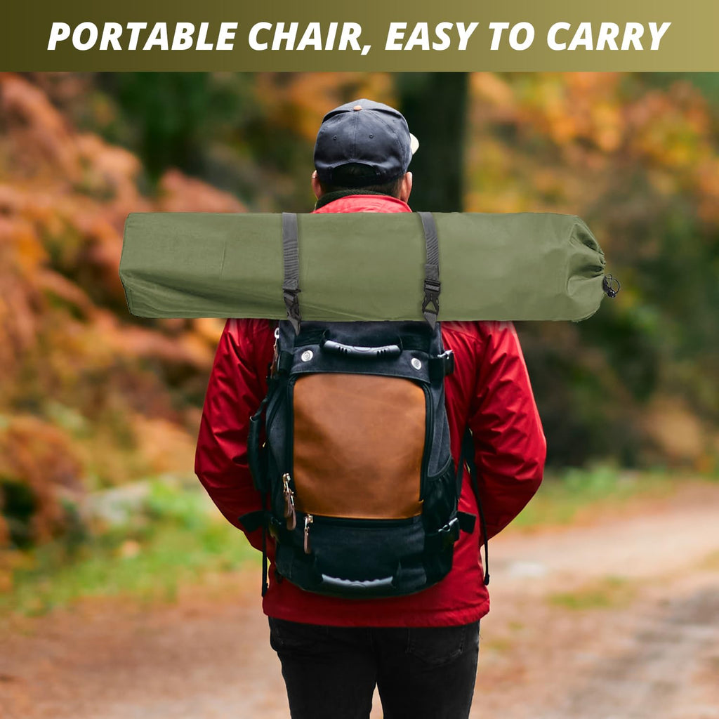 2 Pack Folding Camping Chairs with High Back, 300lbs Capacity, Green C959421