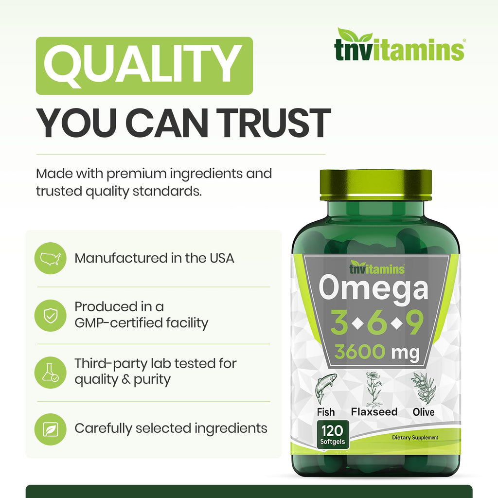 3600mg Omega 3 6 9 Softgels Fish Oil Flaxseed Olive Oil Z999996