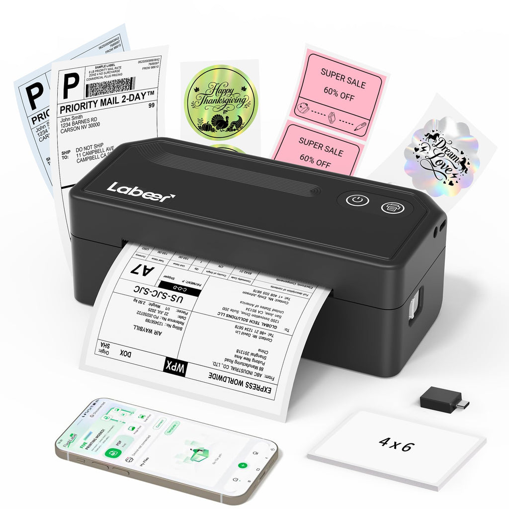 Bluetooth Thermal Shipping Label Printer Black S435