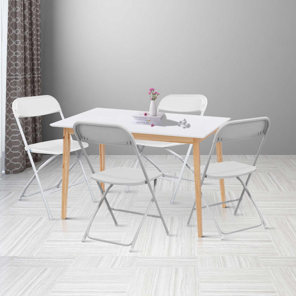 10 Pack White Plastic Folding Chairs with Steel Frame W985