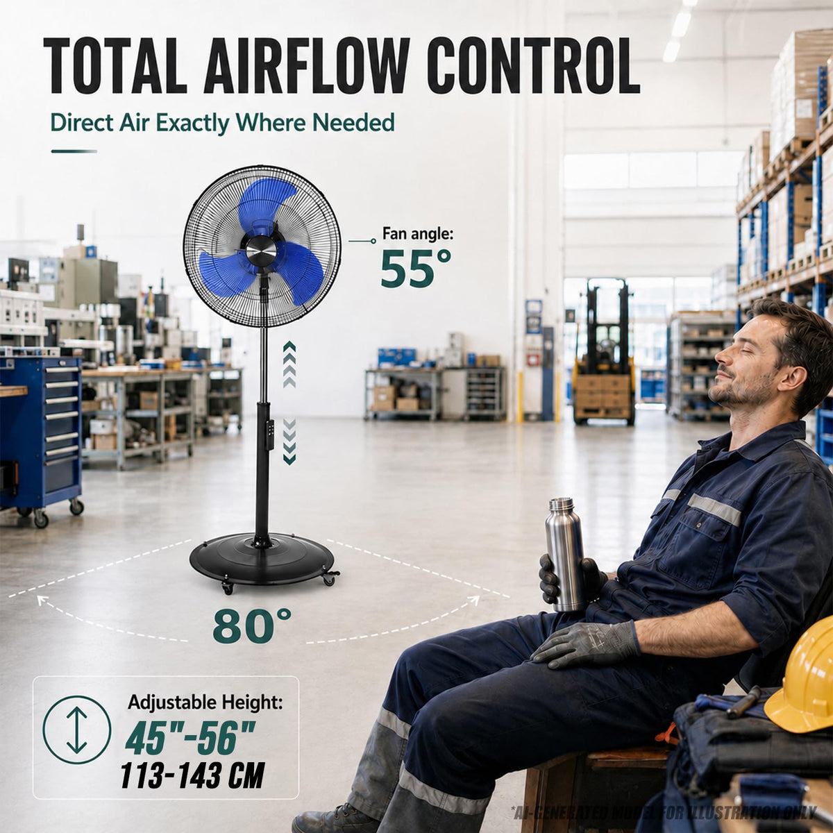 20 Inch Oscillating Pedestal Fan with Remote Control Y3278