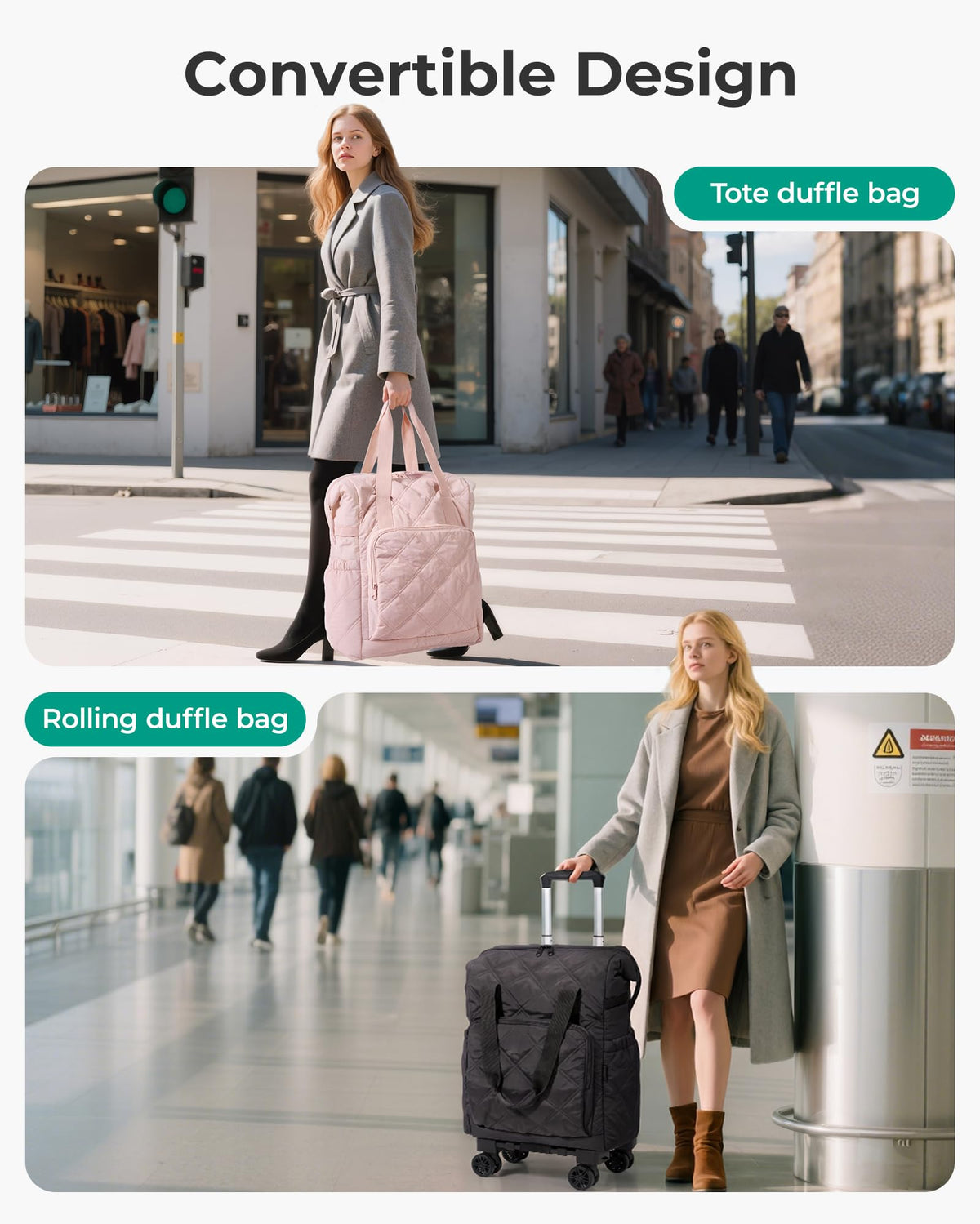 35L Rolling Duffle Bag with Wheels Y23320