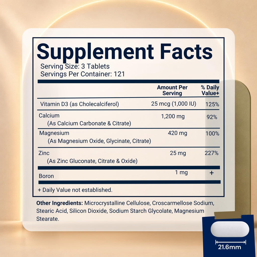 Calcium Magnesium Zinc D3 Boron 365 Coated Tablets Supplement H7375