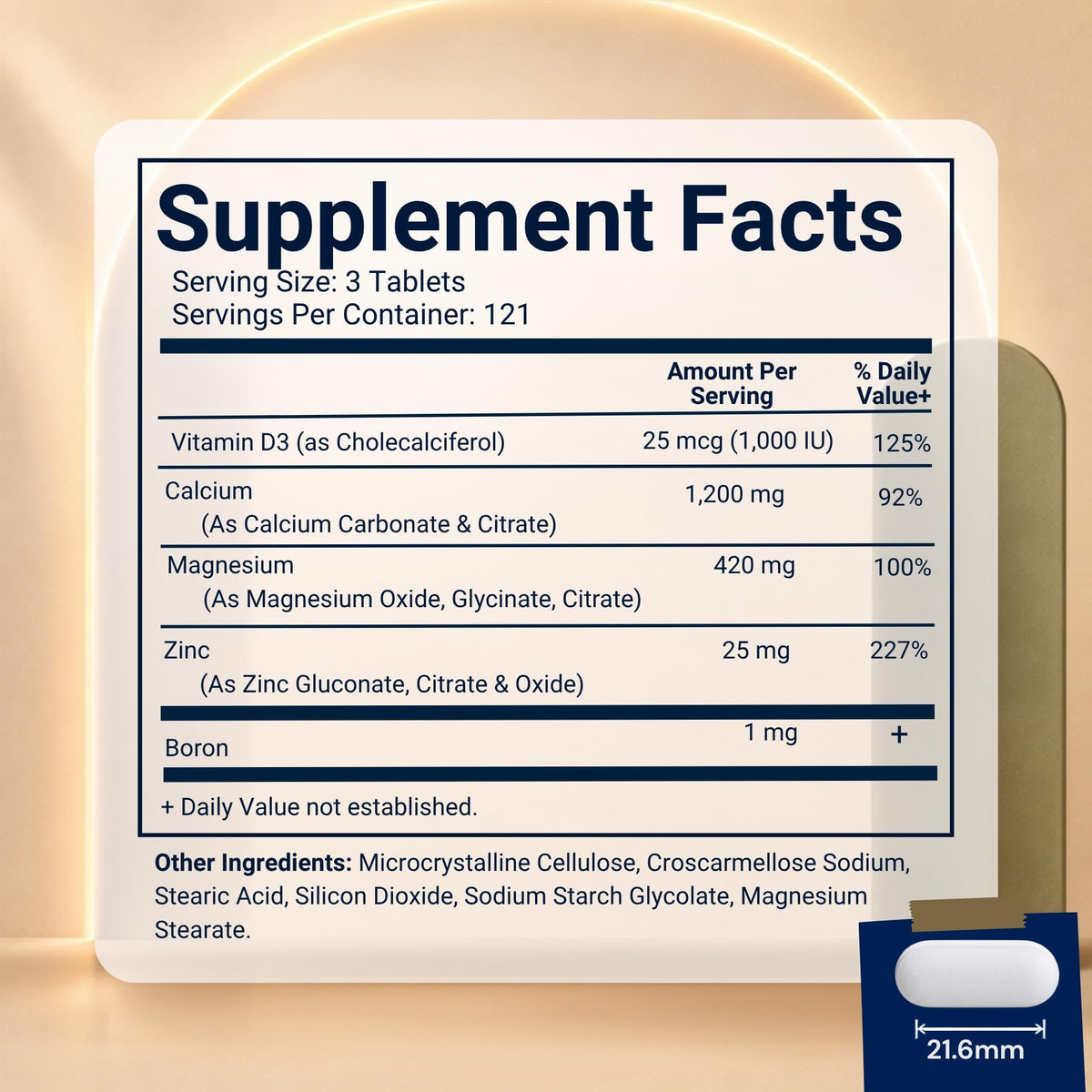 Calcium Magnesium Zinc D3 Boron 365 Coated Tablets Supplement H7375
