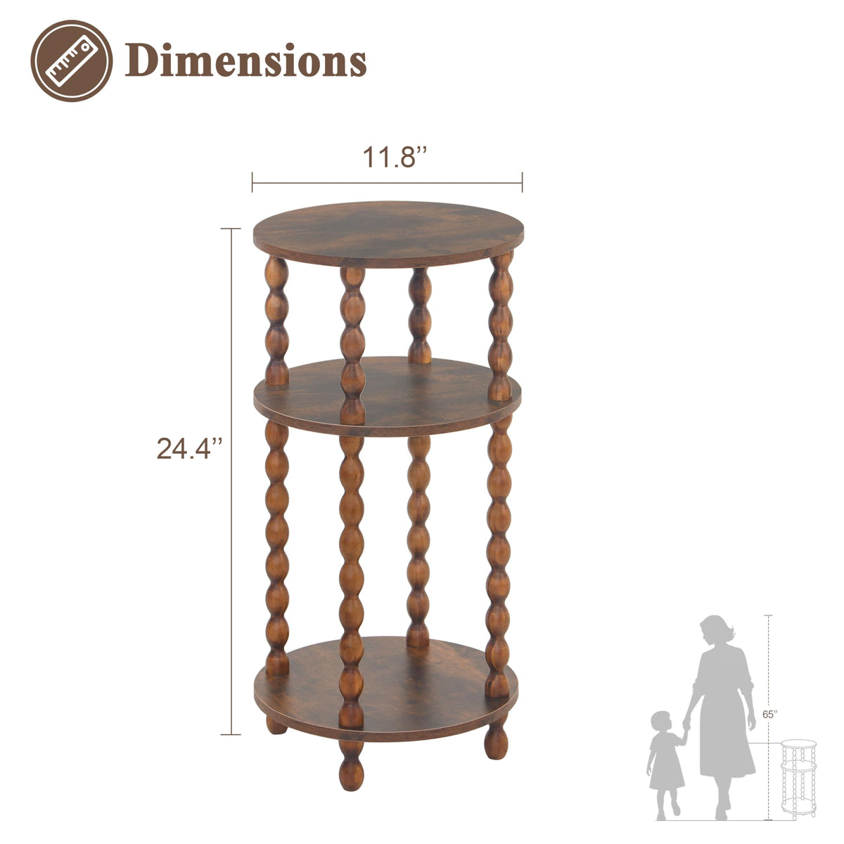 Small 3-Tier Round Side Table W12453