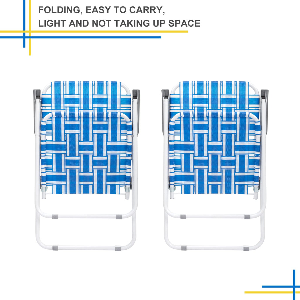 Set of 2 Blue & White Webbed Folding Chairs B205