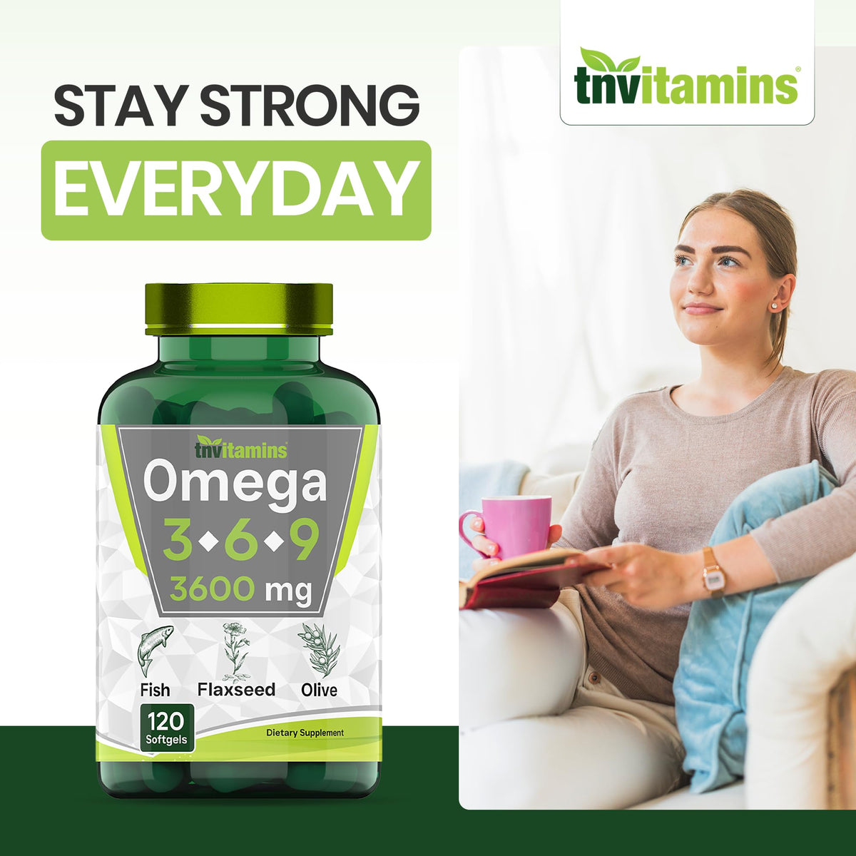 3600mg Omega 3 6 9 Softgels Fish Oil Flaxseed Olive Oil Z999996