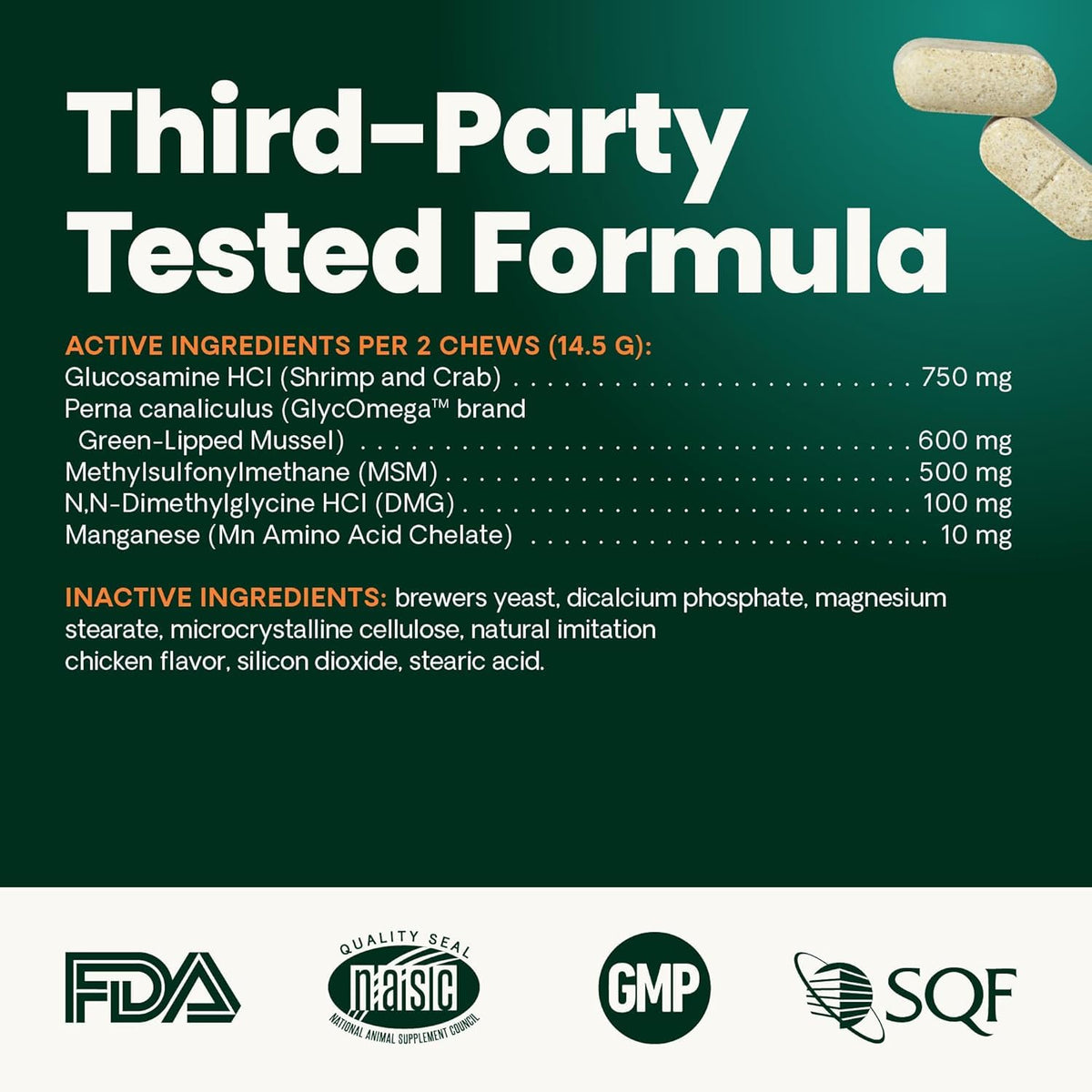 Chicken Hip & Joint Tablets for Dogs, 120 Count K23259