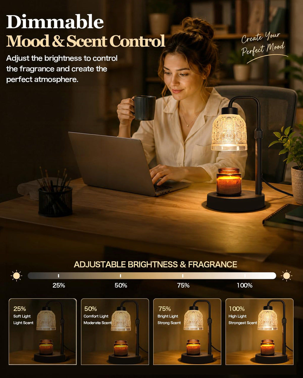 Candle Warmer Lamp with Timer, Gold E519