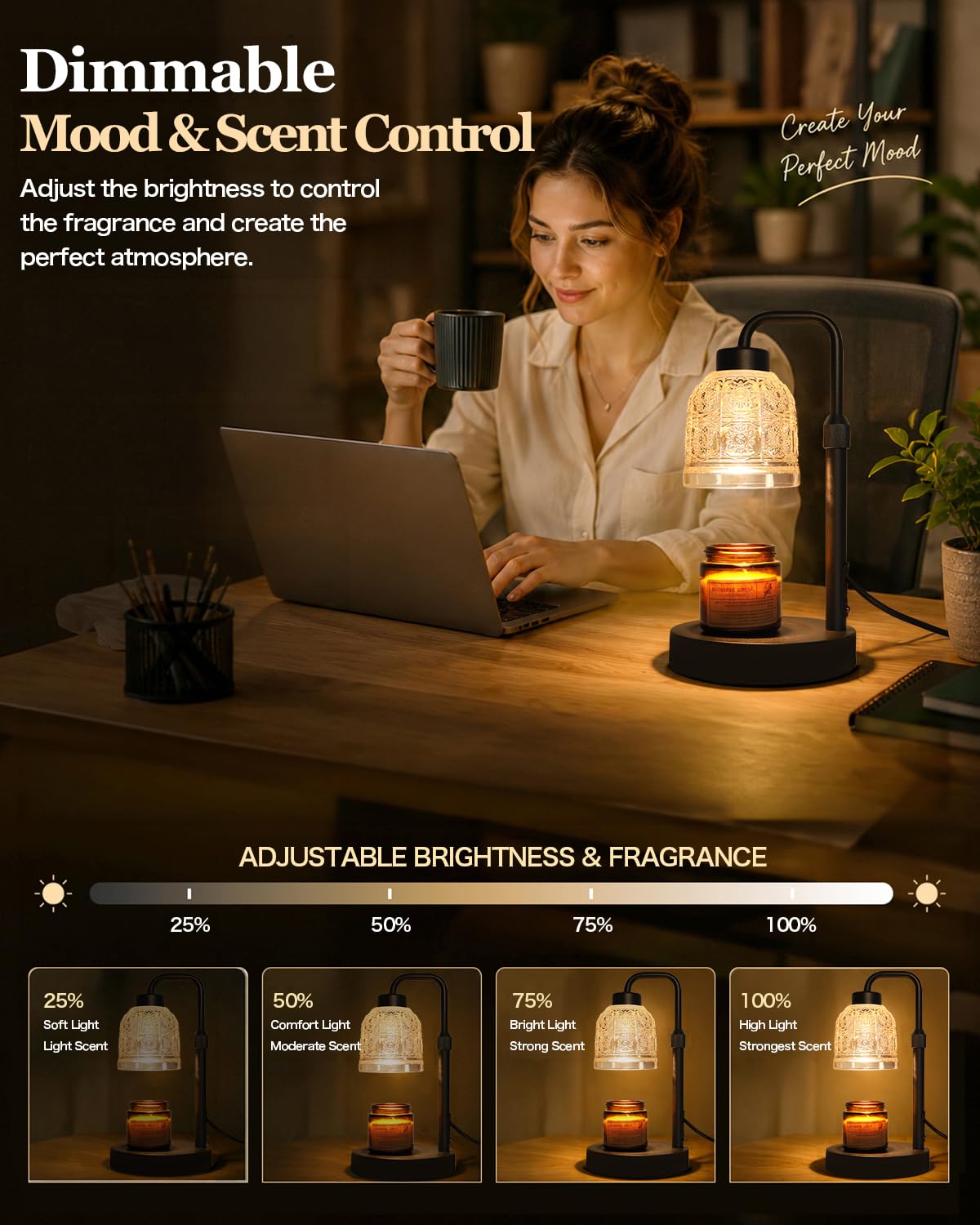 Candle Warmer Lamp with Timer, Gold E519