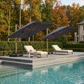 Navy Blue Wood Grain 9FT Square Patio Umbrella S556154
