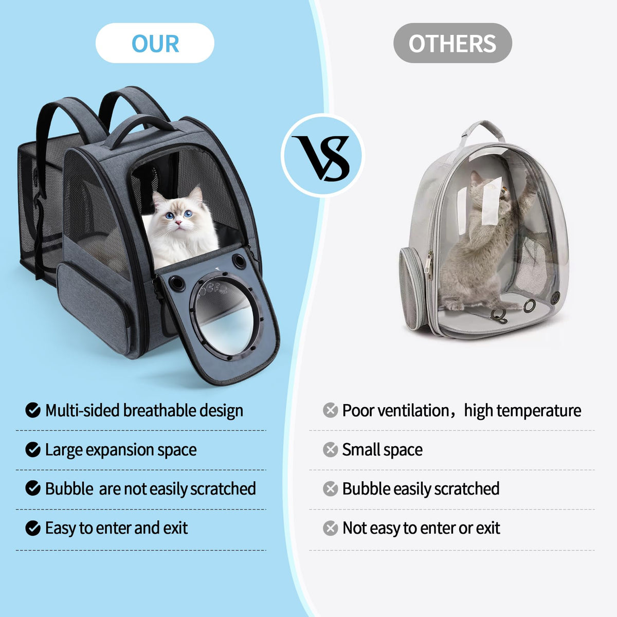 Expandable Breathable Pet Backpack Carrier W84406