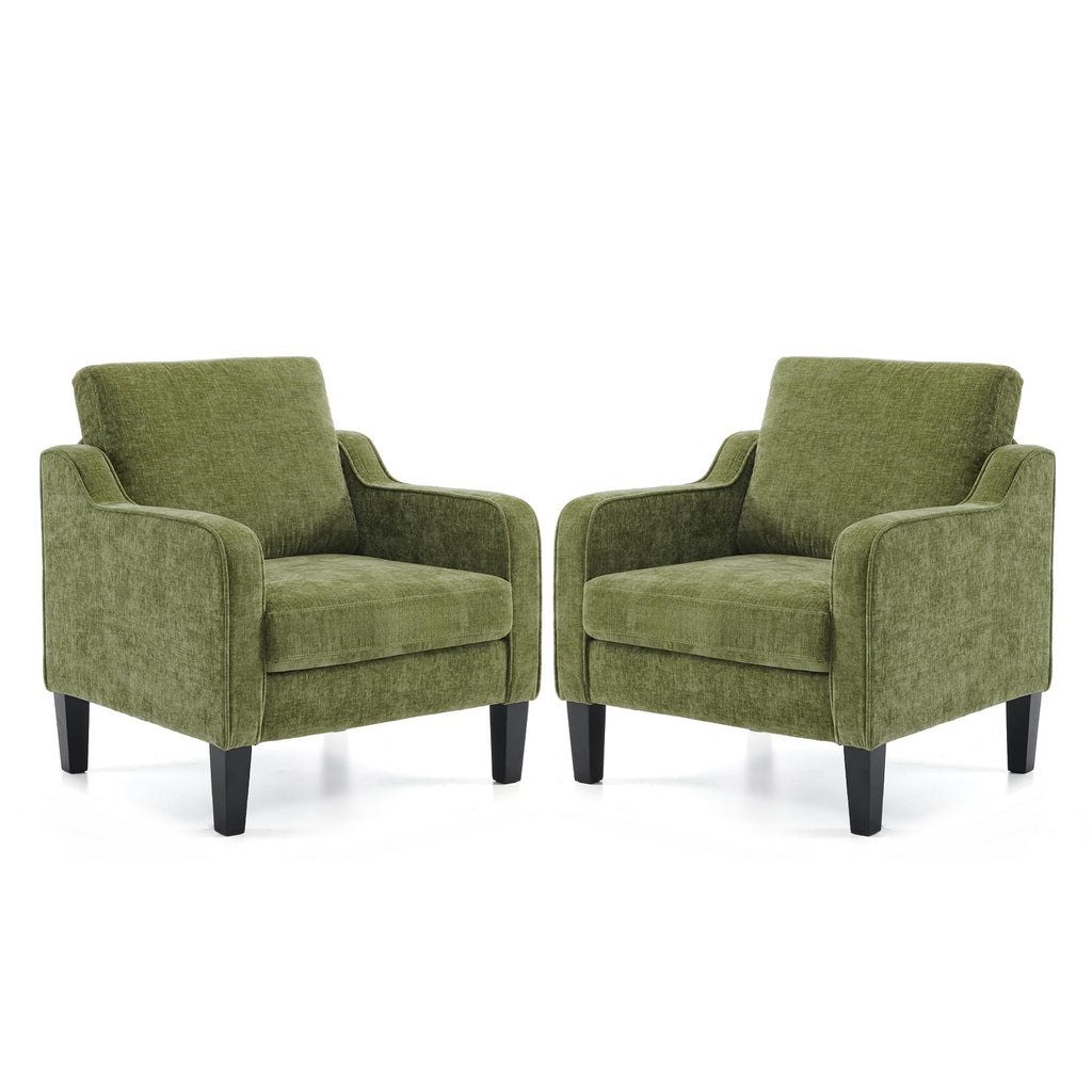 Olive Green Chenille Accent Chairs Set of 2 L372857