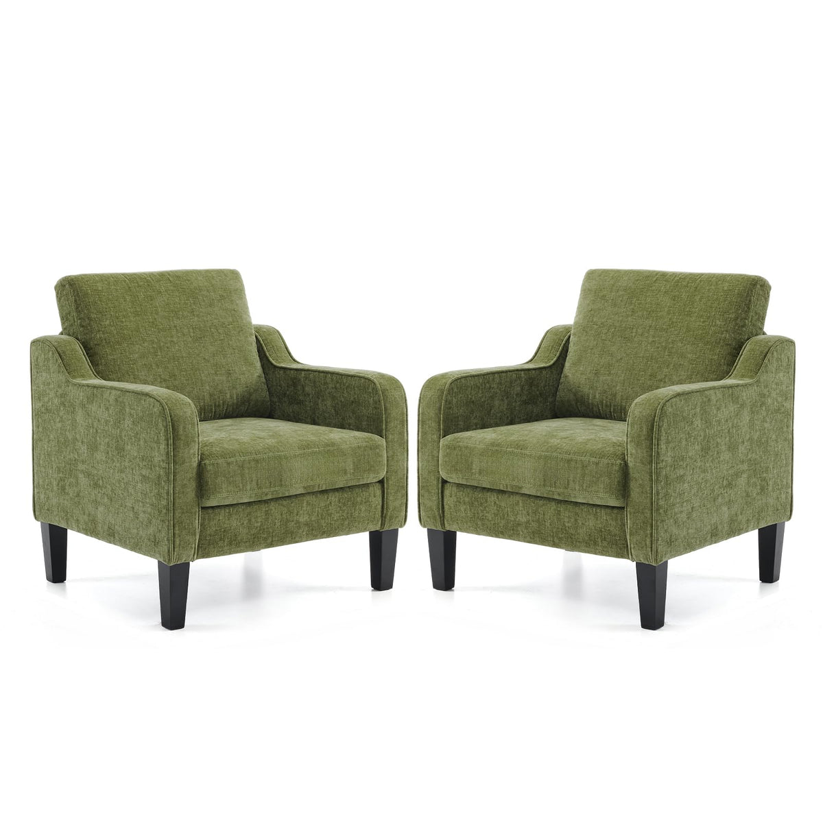 Olive Green Chenille Accent Chairs Set of 2 L372857