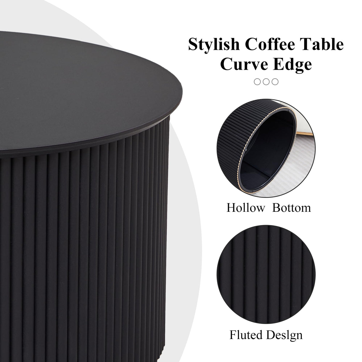 Fluted Round Nesting Coffee Table Set of 2 Q657