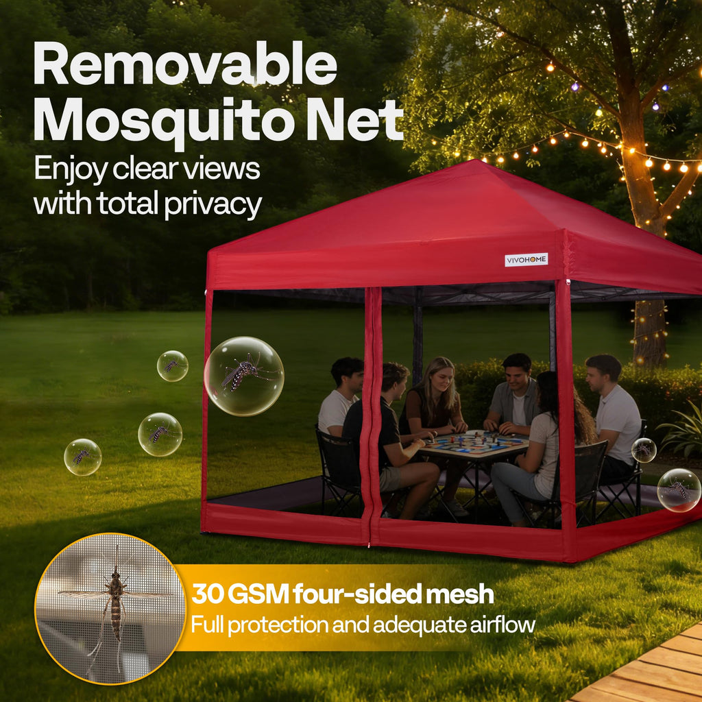 10x10ft Outdoor Screen Tent with Mosquito Netting K7840