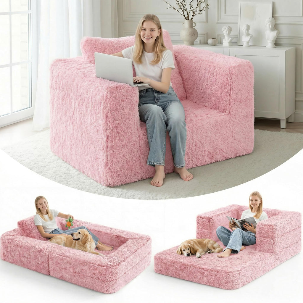 Convertible Sofa Bed 3-in-1 Futon with Pillow B871969