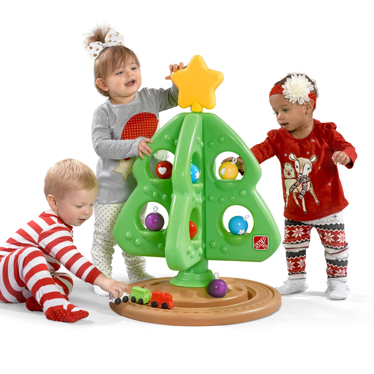 Kids Interactive Holiday Tree with 12 Colorful Plastic Ornaments I71641