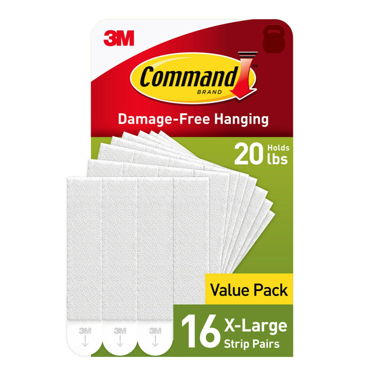 20 lb X-Large White Picture Hanging Strips D843