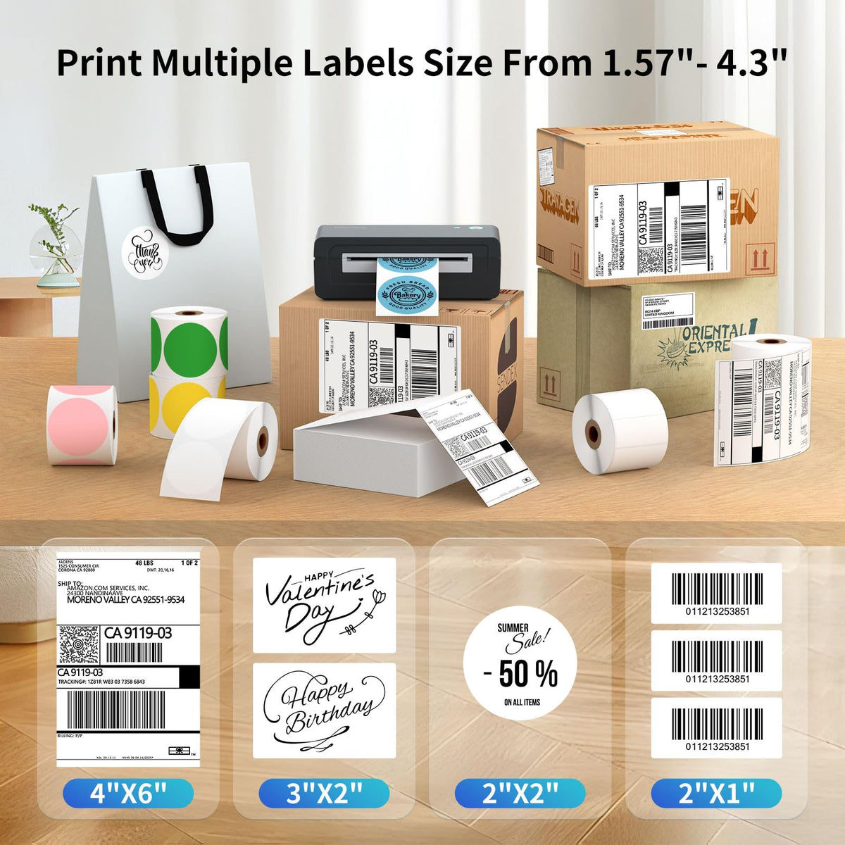 Bluetooth Thermal Shipping Label Printer, 4X6 Inkless Wireless Label Printer R9826