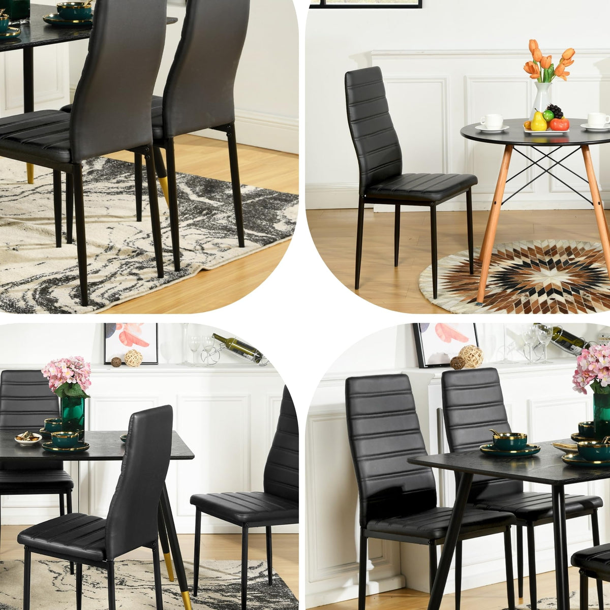 Black PU Dining Chairs Set of 4 O5726