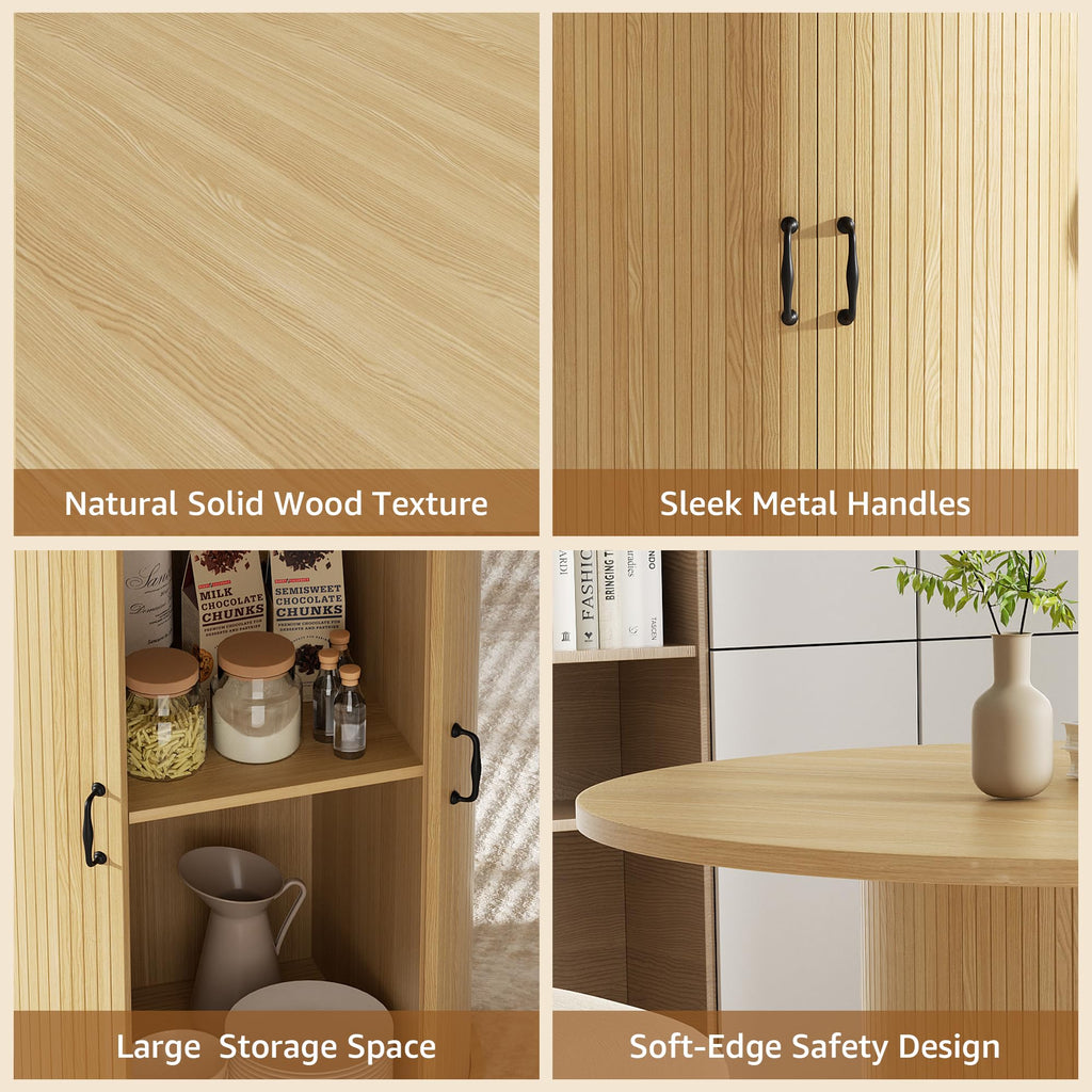 31.5 inch Round Dining Table with 2-Layer Storage Shelf P9393