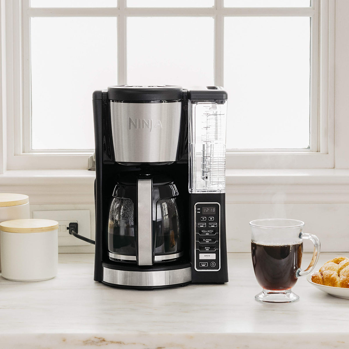 12-Cup Programmable Coffee Maker with 60 oz. Water Reservoir, Black/Stainless Steel D43946