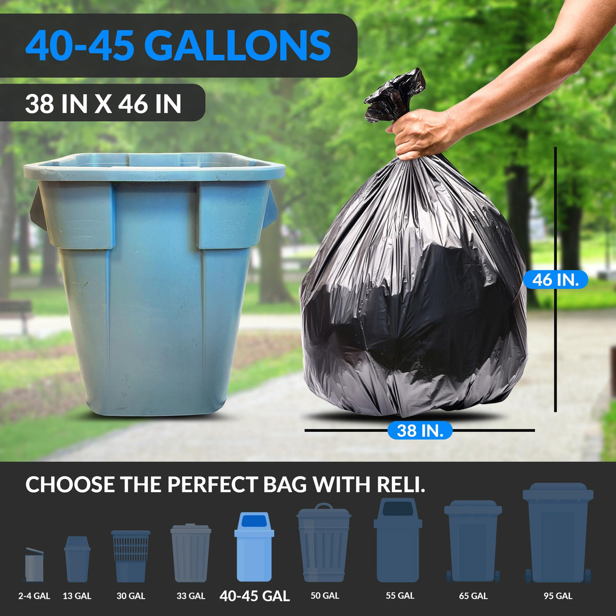 40 to 45 Gallon Heavy Duty Trash Bags M1709
