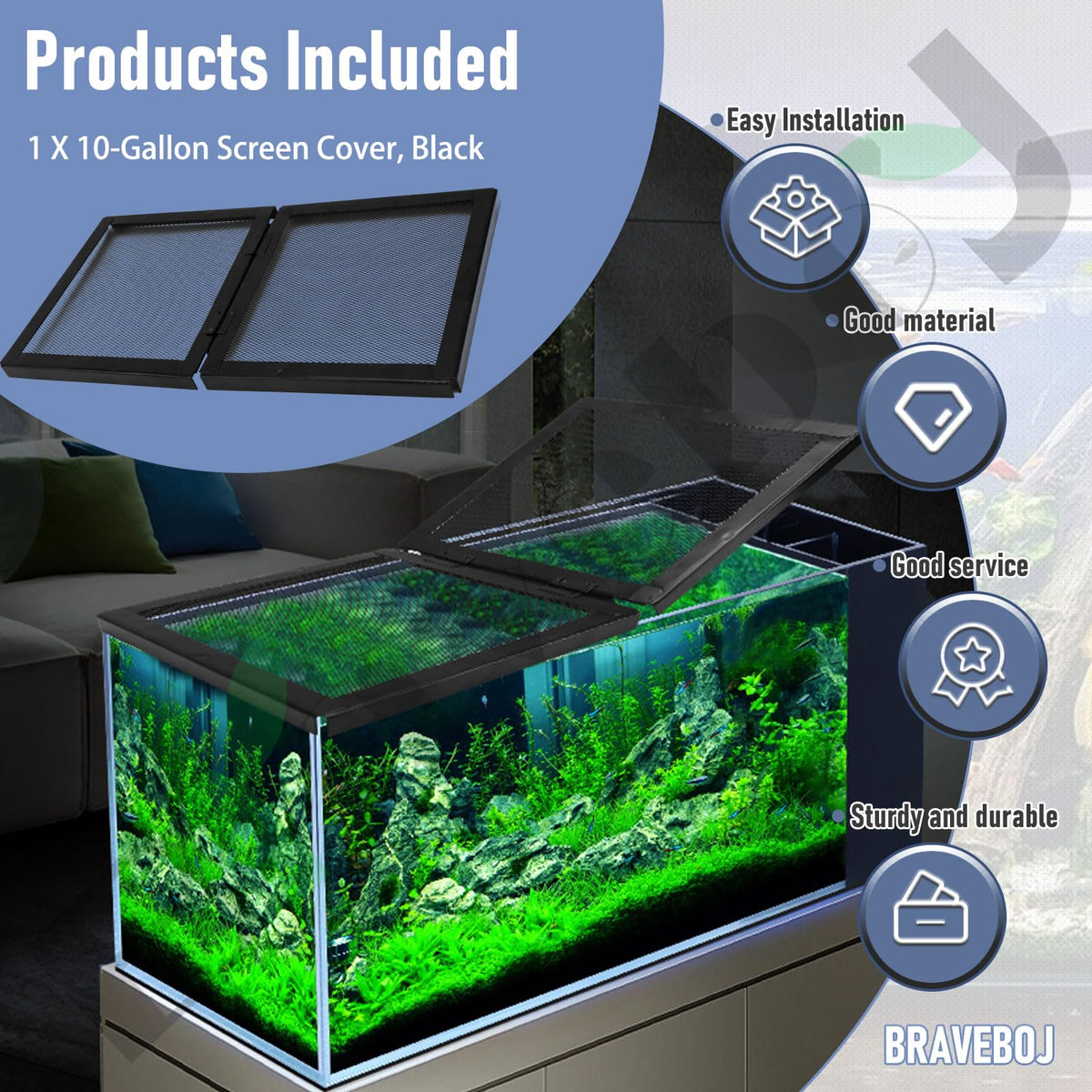 10-Gallon Screen Cover for Aquariums and Glass Tanks K24156
