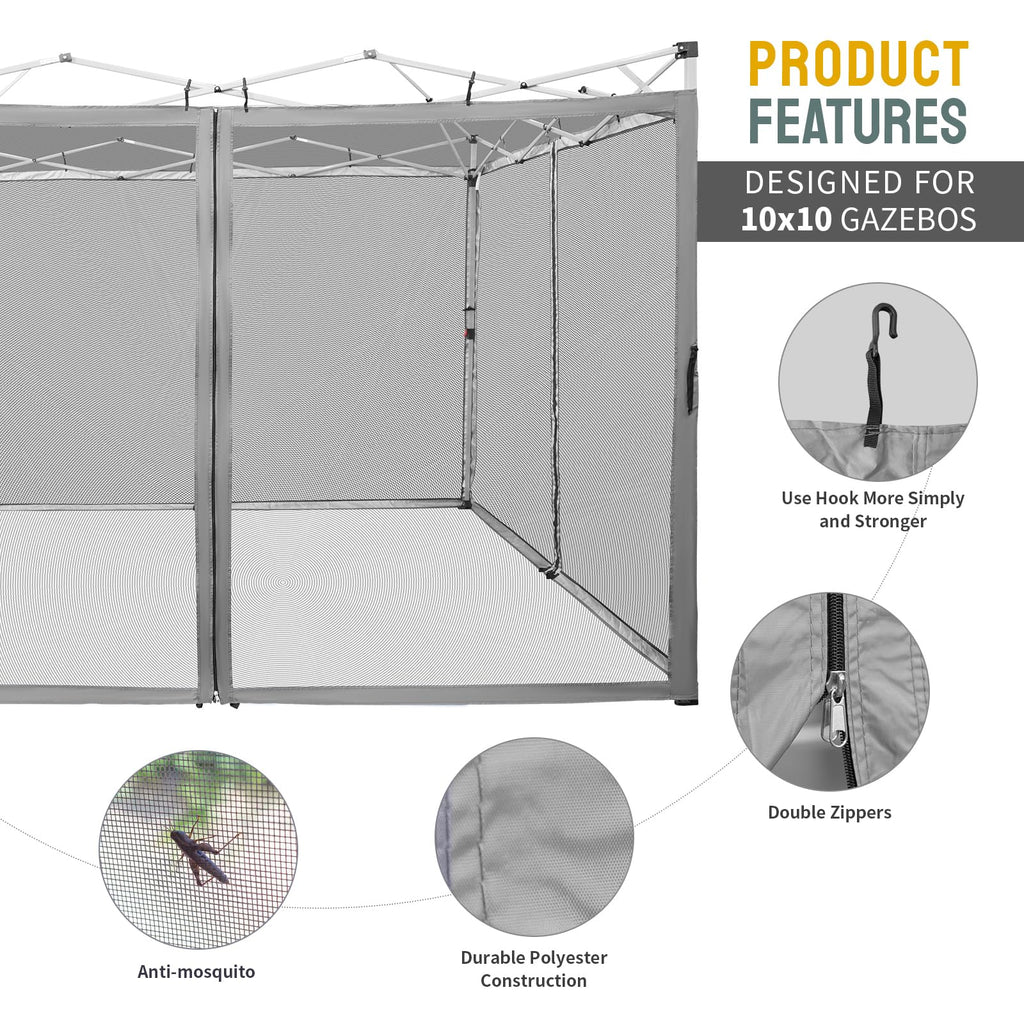 Gazebo Replacement Mosquito Netting 10 x 10ft Grey D290539