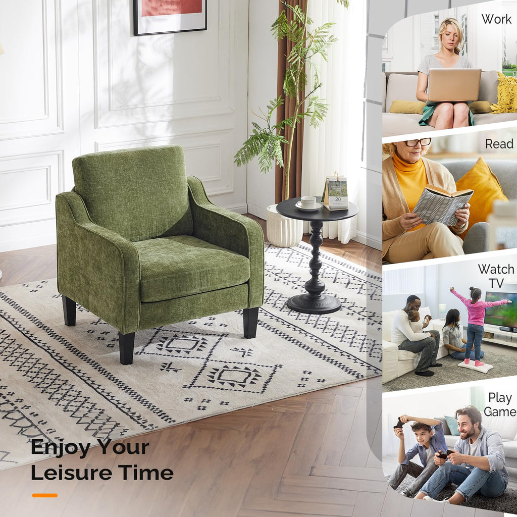 Olive Green Chenille Accent Chairs Set of 2 L372857