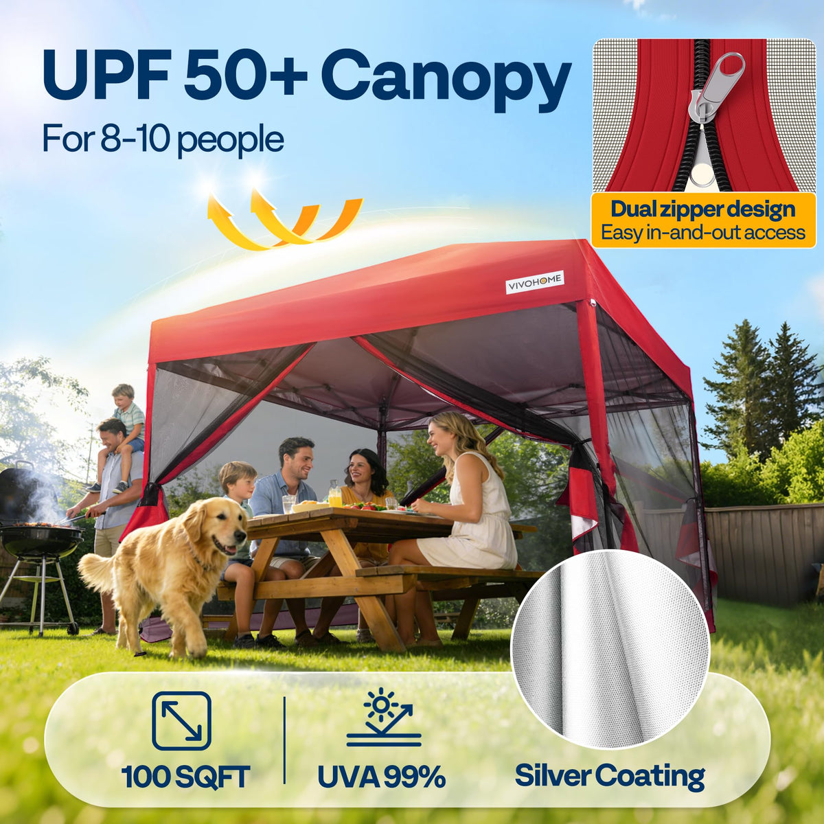 10x10ft Outdoor Screen Tent with Mosquito Netting K7840