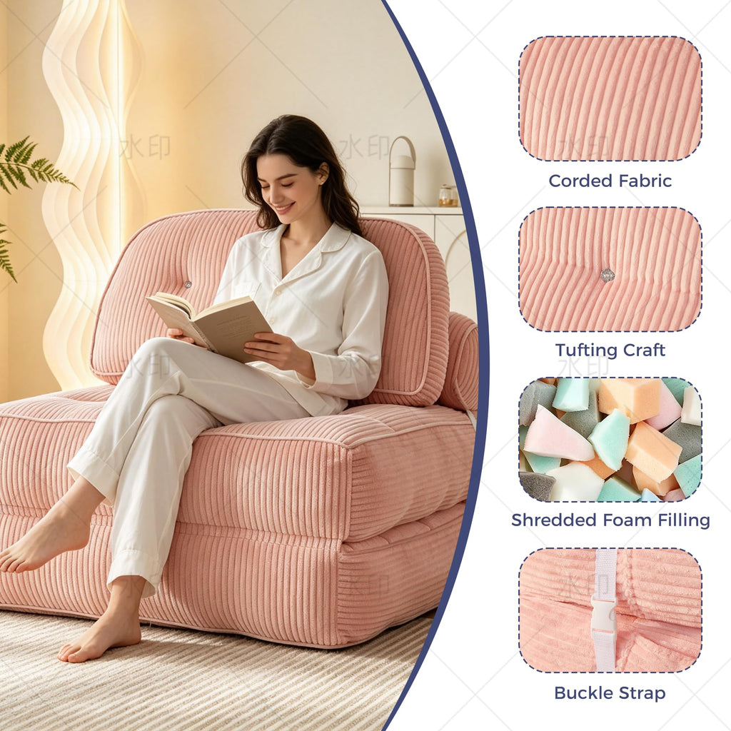 Pink Folding Futon Sleeper Sofa Bed Chair A460403